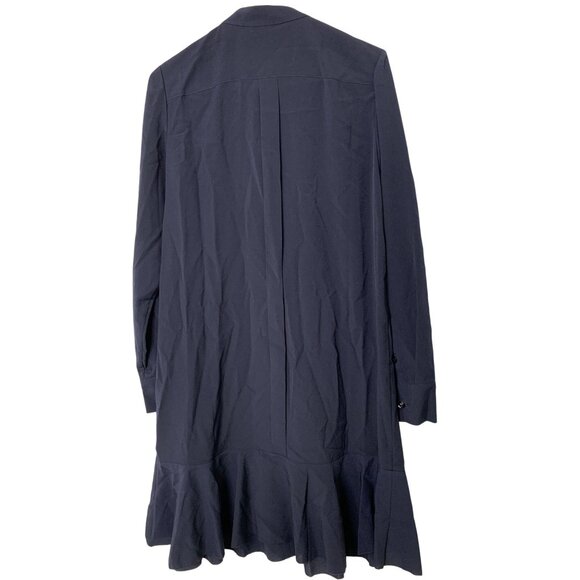 Tory Burch Womens Ruffle Front Shirt Dress Size 6 Navy Polyester RX10455 Shift - Picture 10 of 13